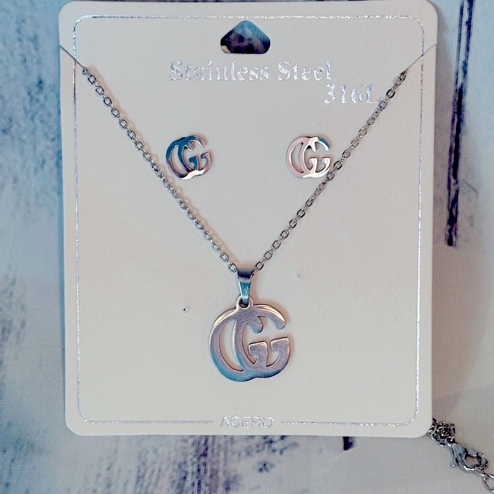 GG Necklace & Earrings 316L Stainless